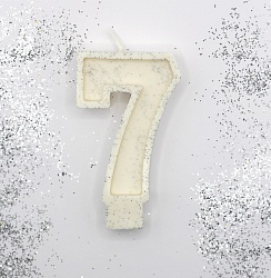 Свеча цифра "7" с серебром