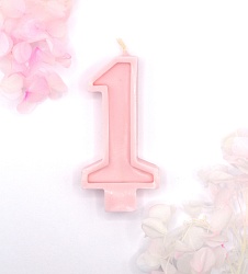 Свеча цифра "1" розовая