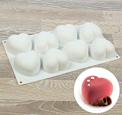 Форма для выпечки и муссовых десертов 30 х 17,5 см "Сердца", 8 ячеек