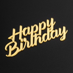 Топпер без шпажки "Happy Birthday №2" золотой 8*4 см