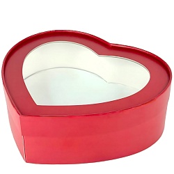 Коробка для зефира 21,5 см*18 см*5,5 см сердце, красная